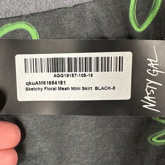 Nasty Gal Womens US 4 Black Mesh Graffit Floral Print Mini Skirt NWT - Picture 9 of 11